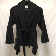 Chicwish Womens Black Long Sleeve Turn Down Shawl Collar Wool Blend Coat Sz 3xl