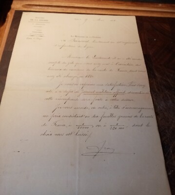 Lettre manuscrite autographe ministre de la guerre général J.J. FARRE 1881 fon