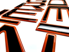 3D BLACK ORANGE OUT DOMED RAISED TAILGATE LETTER FOR RIDGE LN 2024-2026 US MADE