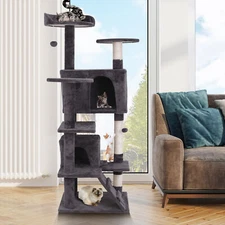 55" Multi-Level Cat Tree for Indoor Cats Cat Tower with Scratching Post Condo