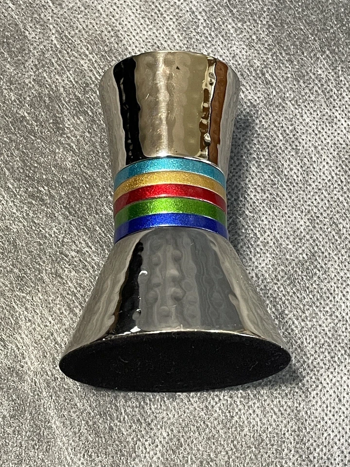 Chrome Hammered Textured Small Iron Tabletop Single Candlestick Holder New! - Image 3 of 4