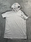 Adidas Shirt Youth 18 XL Performance Hooded Tee Gray Short Sleeve Three Stripe