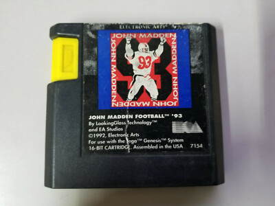 John Madden Football '93 (Sega Genesis, 1993) Cleaned tested cart only
