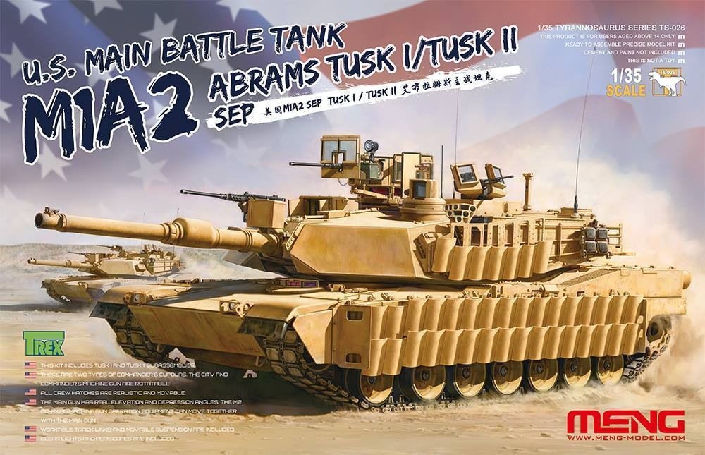 Meng U.S Mani Battle Tank M1A2 Sep Tusk I/ Tusk II Escala 1:35