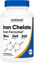 Nutricost Chelated Iron from Ferrochel 18mg, 240 Capsules - GMO Free
