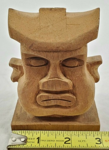 Hand Carved Folk Art Unfinished Wood Carving - Pacific Man Bust Figurine - VII - Picture 10 of 12