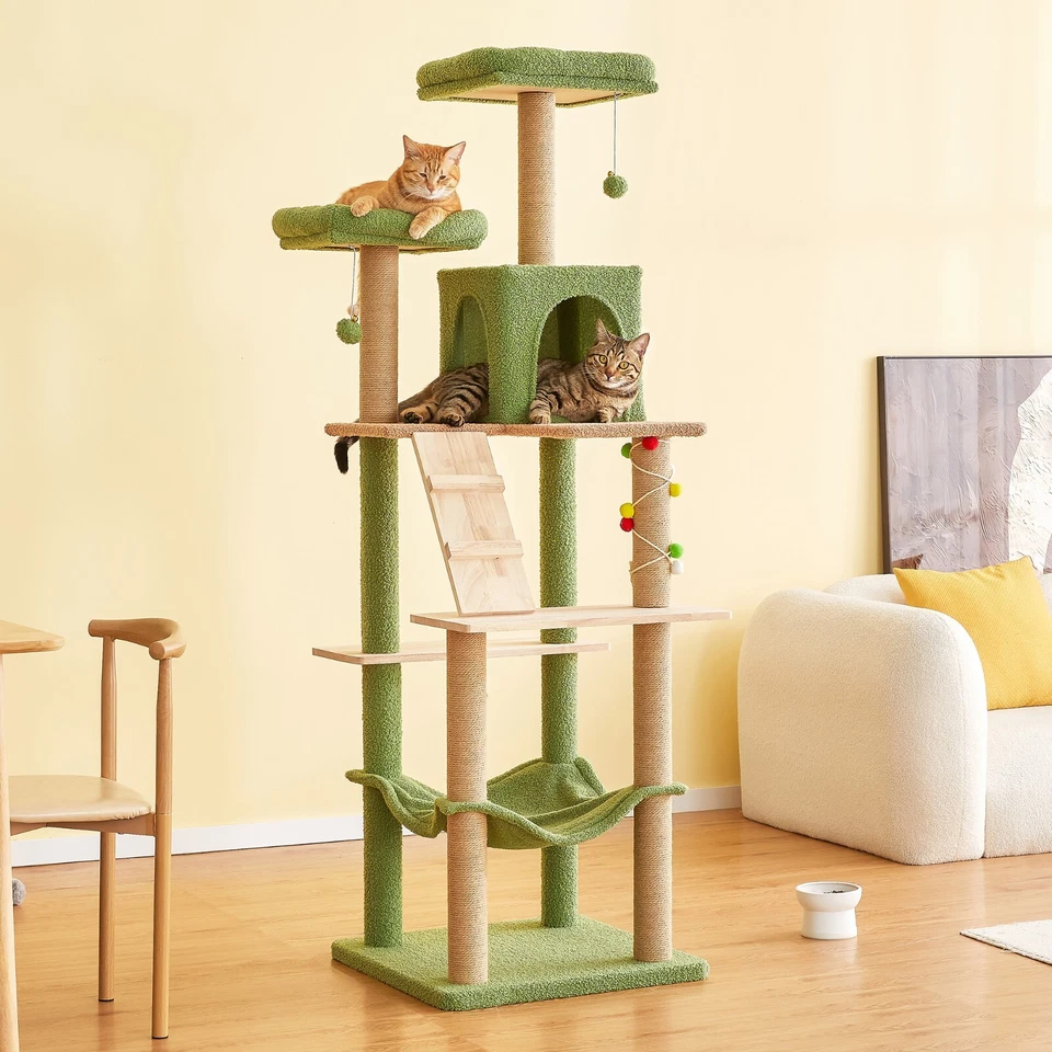 Moderna torre de árbol para gatos grande centro de actividades casa de juegos condominio para descanso para gatitos Foto 2 de 4