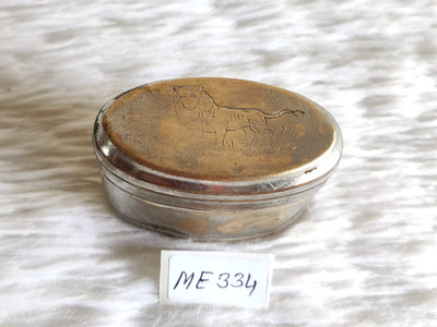 1940er Vintage Löwe Graviert Tabak Dose Messing Box Tobacciana Germany ME334