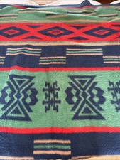 Biederlack Blanket Approximately 55 X 75 Geometric Pattern Red Green Blue READ
