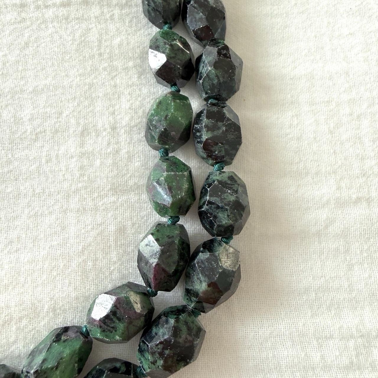 Statement Multi-Strand Emerald Green Faceted Ston… - image 3