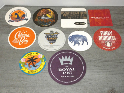Beer Brewery Resort Coasters Lot of 10 Funky Buddha Hop Gun Crazy Lady Mud Hen
