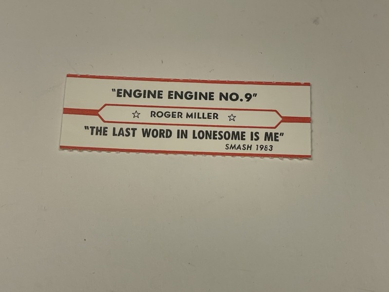 Jukebox Title Strip Roger Miller Engine #9 Last Word In Lonesome Is Me Smash
