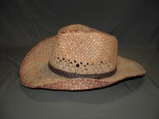 Lovely Unbranded Straw Western/Cowboy Hat w/Decorative Strap - 8 x 6.5"