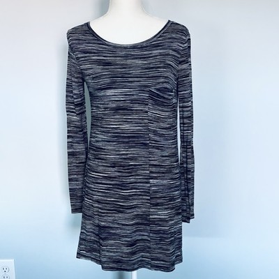 BCBG Maxazria Black White Long Sleeve Mini T Shirt Dress Lagenlook Tunic XXS