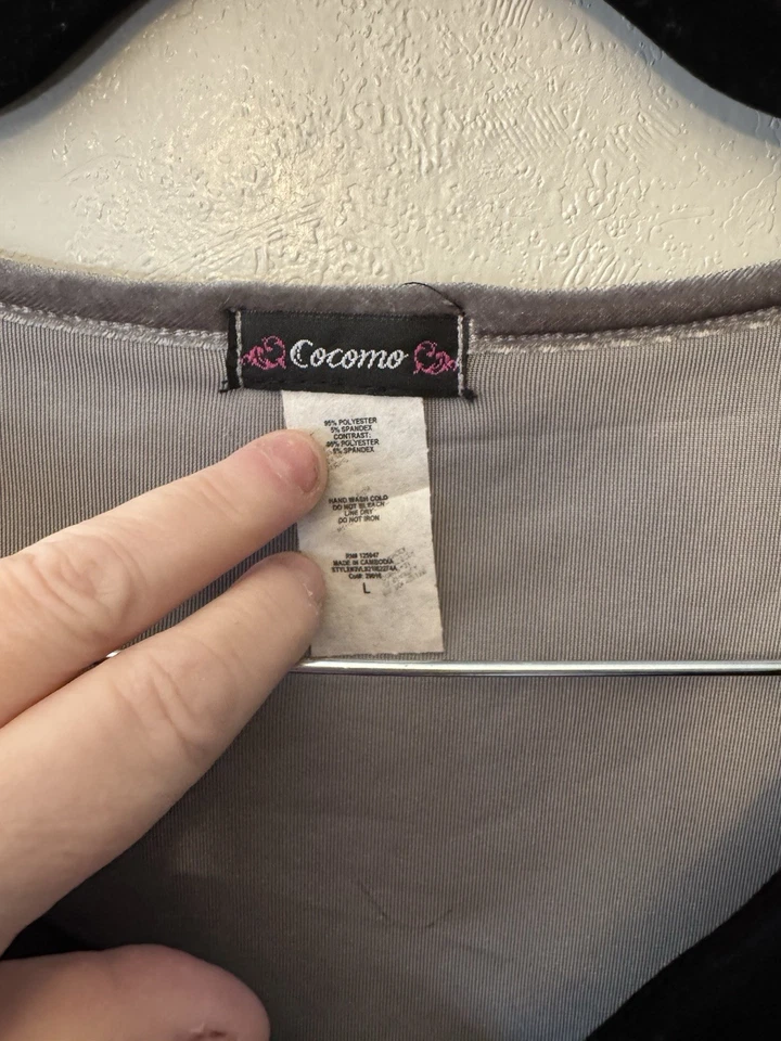 Blusa Y2K caprichosa gótica manga sino aparada de veludo com amarração nas costas tamanho G - Imagem 2 de 4