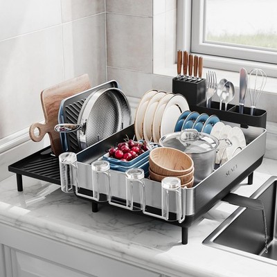 Large Dish Drying Rack, Expandable Dish Racks for Kitchen Counter, Space Savi...