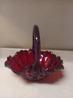 Gorgeous Vintage Ruby Red Dew Drop  Basket Ruffled Edge