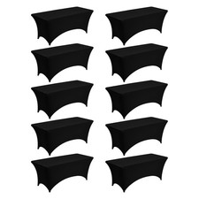 Uimoso 10 Pack Stretch Spandex Table Covers for 6FT Tables - Black