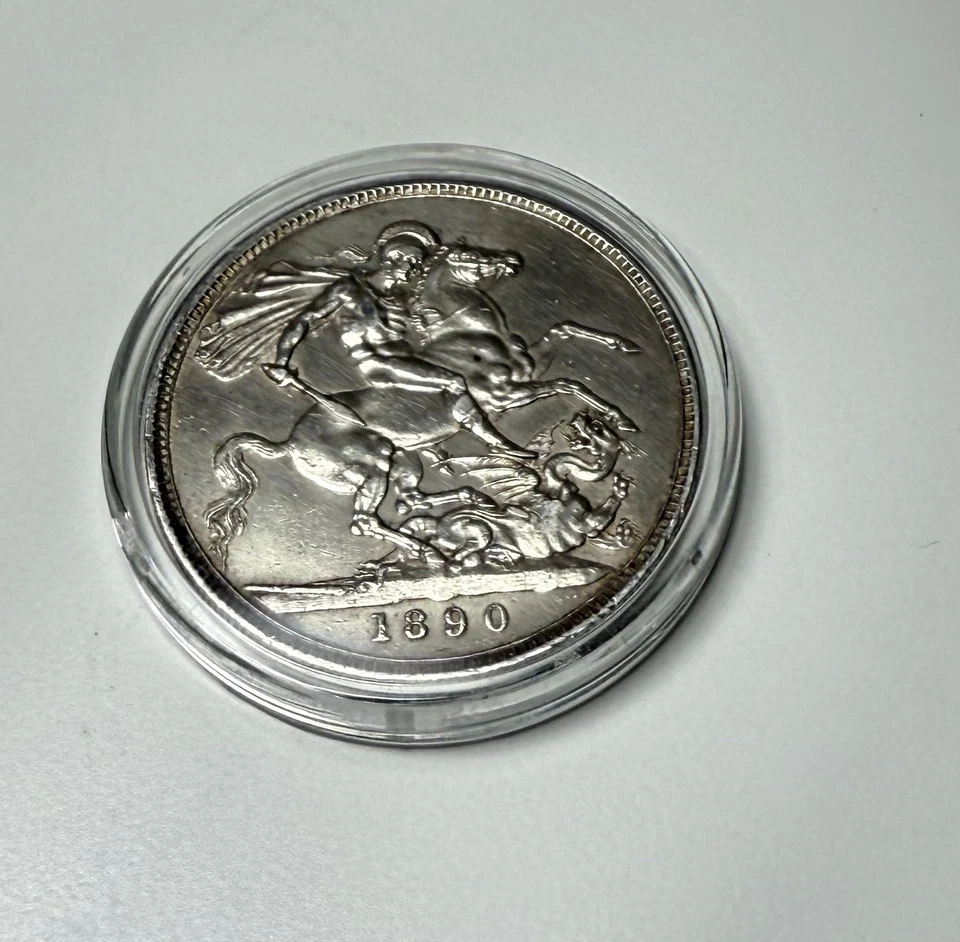 1890 Great Britain Silver Crown – Victoria Jubilee Head – AU Detail – Sharp - Image 4 of 4