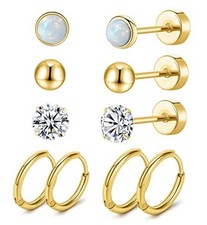 Titanium Earrings for Sensitive Ears 20G Hypoallergenic Stud Hoop Golden