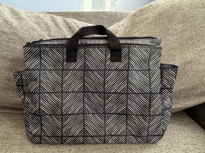 Thirty One Super Swap It Pocket Bag Chevron Squares Charcoal Black