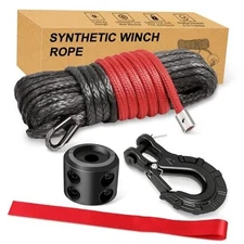Synthetic Winch Rope Kit - 1/4'' x 50' with 10,000 lbs Breaking Strength, 