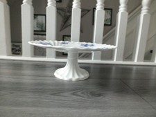 Vintage Crown Staffordshire Fine Bone China Blue/White Cake Stand