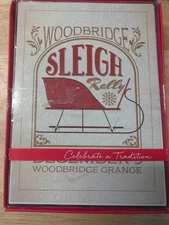 Christmas Cards 18 Pc New In Box " Woodbridge Sleigh"   CB2