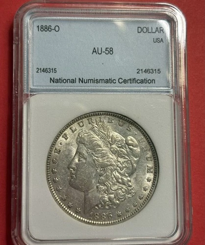 1886 O  Morgan Silver Dollar AU NNC Graded, Key Date
