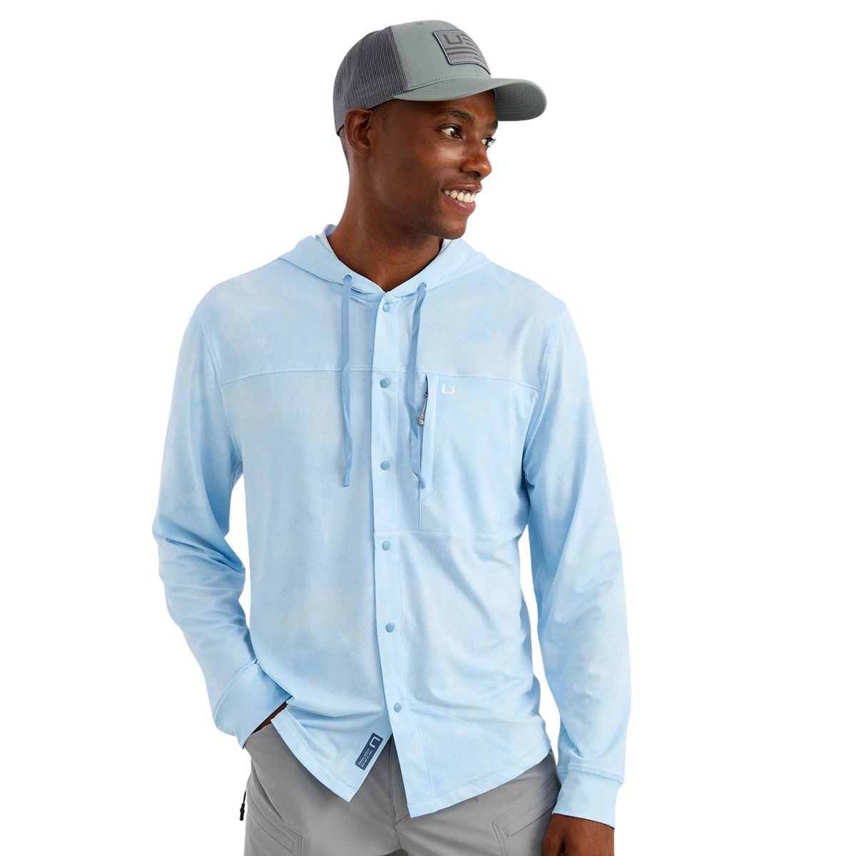 Huk Watershed Printed Hooded Shirt Men's Sweatshirt, Coastal Drift