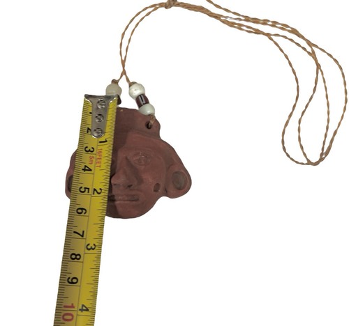 Vintage Pre-hispanic Style Terracotta Clay Pottery Aztec Mayan Mask Whistle - Picture 4 of 4