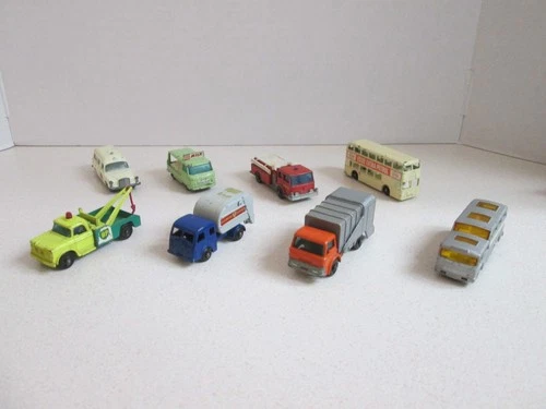 8 Vintage Matchbox Community Service Vehicles, 1960's-70's, by Lesney