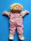 vintage Cabbage Patch Kids doll Blonde hair, Pink corduroy overalls +Signature