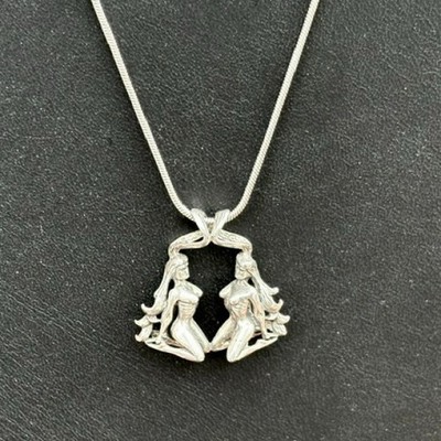 925 STERLING SILBER GEMINI ZWEI AKT ANHÄNGER HALSKETTE HIMMEL