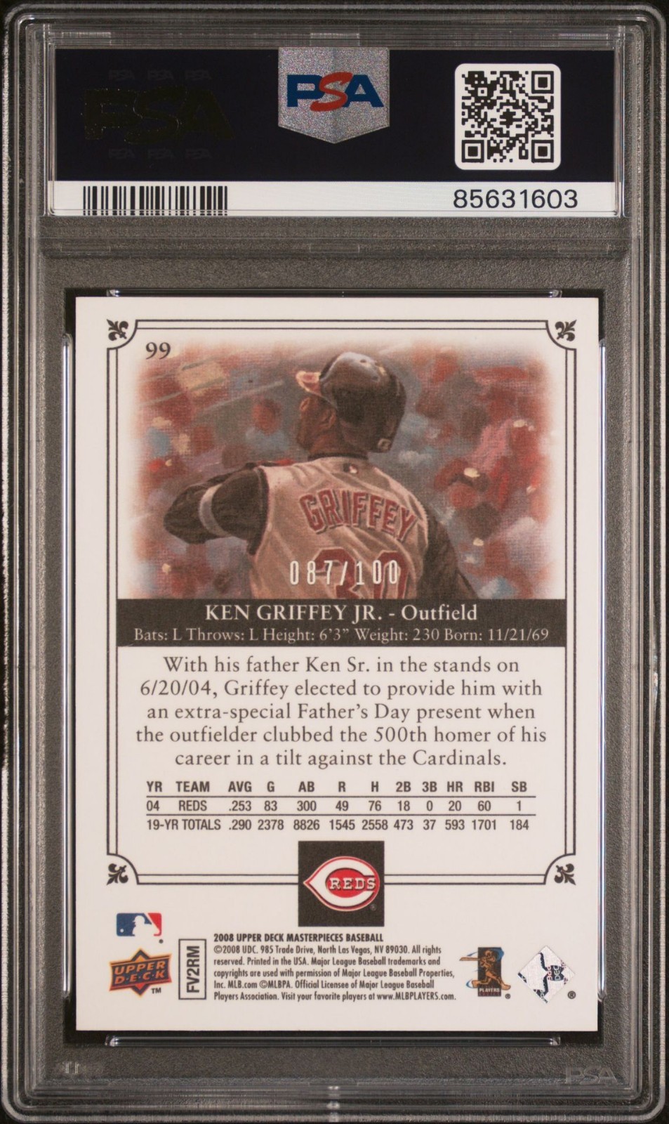 2008 KEN GRIFFEY JR UD Masterpieces FRANED BROWN #99 SP Rare #Ed /100 MINT PSA 9 view 3