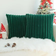 JOJUSIS Pack of 2 Faux Fur Plush Decorative Throw Pillow Covers Couch Cushion Ca