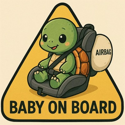 Baby on Board Schildkröte 9x9 cm Autoaufkleber Sticker Baby Kindersitz Airbag