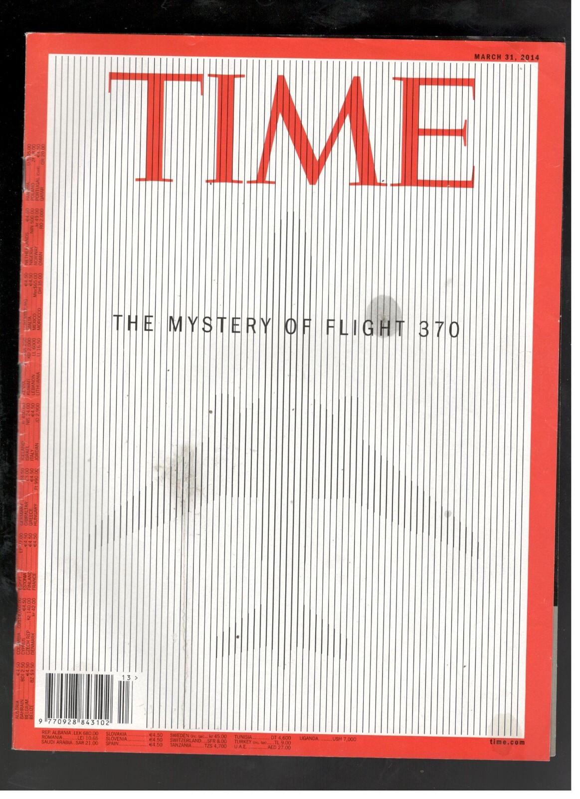 The Mystery of Flight 370 Time 2014 March 31, Magazine Malaysia Airlines Boeing