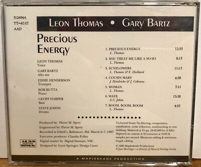 Leon Thomas with The Gary Bartz Quintet cd Precious Energy Live at