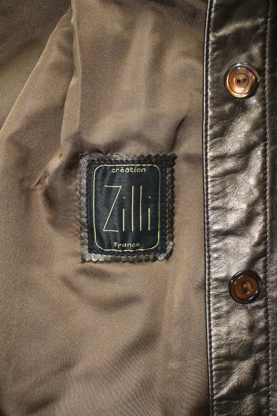 ZILLI bespoke bronze metallic calf leather pleated vintage jacket coat FR38 UK8 image 10