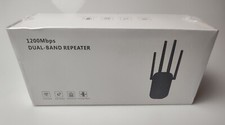 1200Mbps WiFi Range Extender Signal Booster Dual Band 2.4  5GHz Black NEW