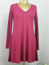 Express Purple Shirt Dress Womens Size S Chest 34 V-Neck Long Sleeve 24231