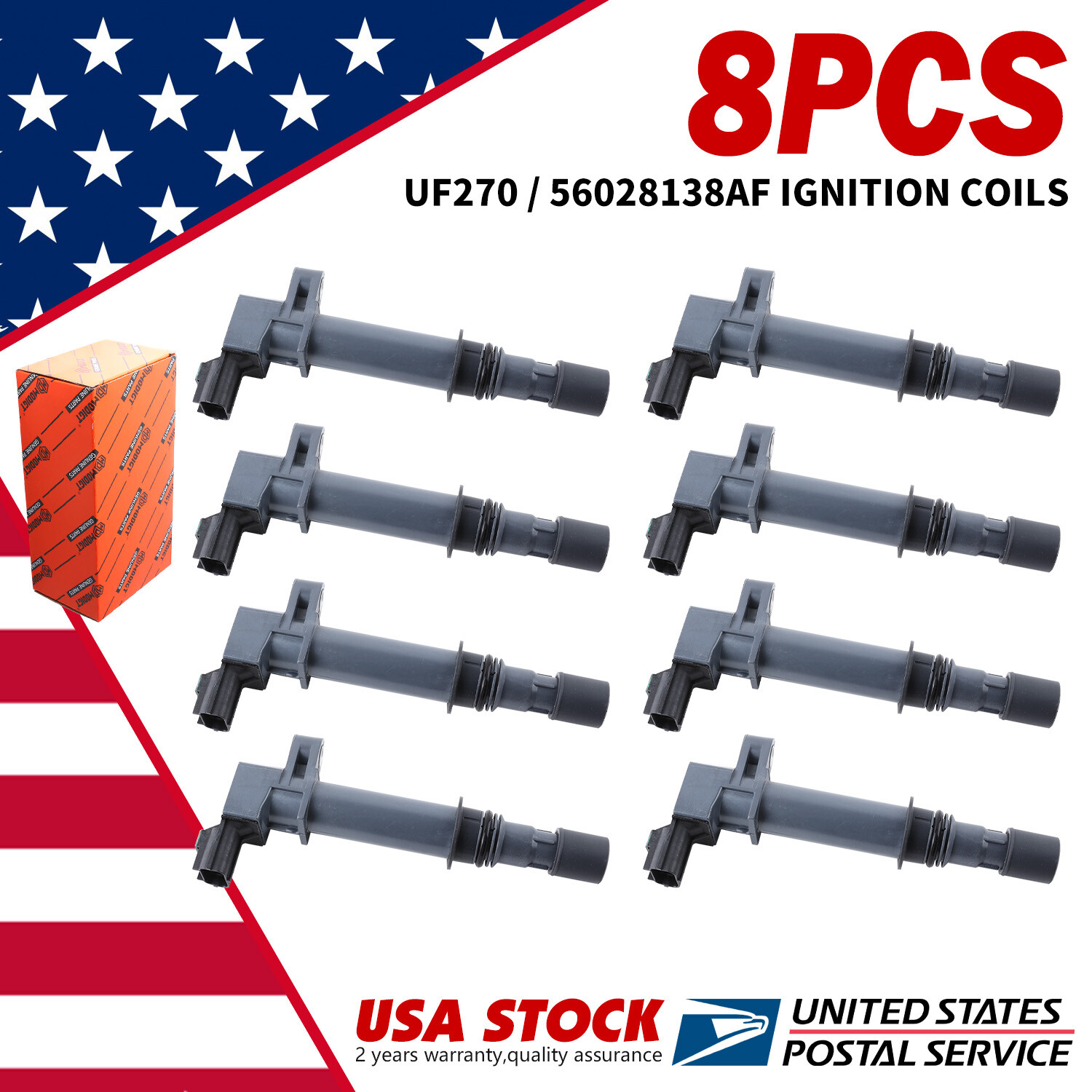 Pack of 8 Ignition Coil For Dodge Jeep Mitsubishi 02-09 3.7L V6 UF270 56028138