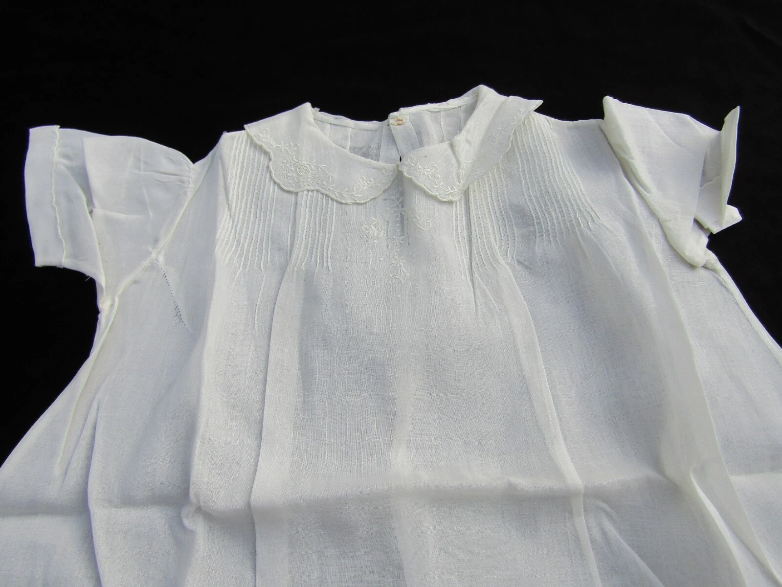 OFF WHITE Vestito bambina bianco sporco ricamo da 6 a 12 mesi vintage G