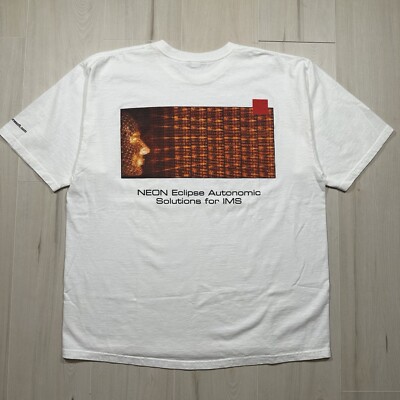 VTG Y2k 90s Computer Software Technology T Shirt Mens XL 3d Matrix Cyber Fractal