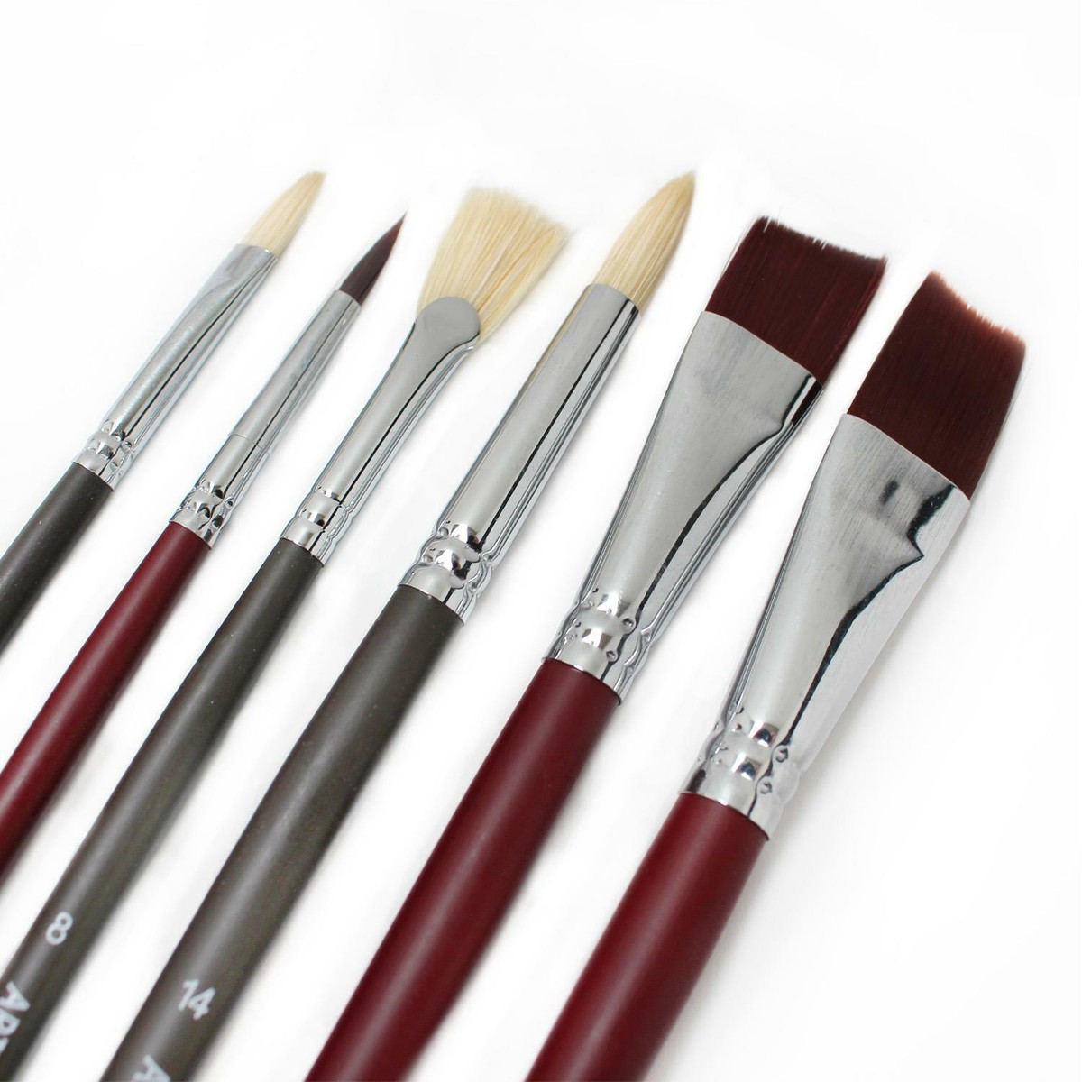 Artway - Set Of 5 Round Brushes - Short Handle - Synthetic