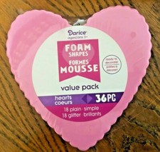 NEW DARICE Hearts Foam value pack VALENTINE DAY 36 pc red pink  glitter 6 inch