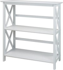 Casual Home 3-Shelf Montego Bookcase, White 3-Shelf,