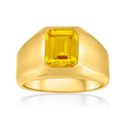 Artik Jewels Herrenring 14K Vergoldete Silberfassung mit natürlichem Citrin - Bild 1 von 4