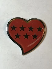 PIN HEART WHIT STAR RED